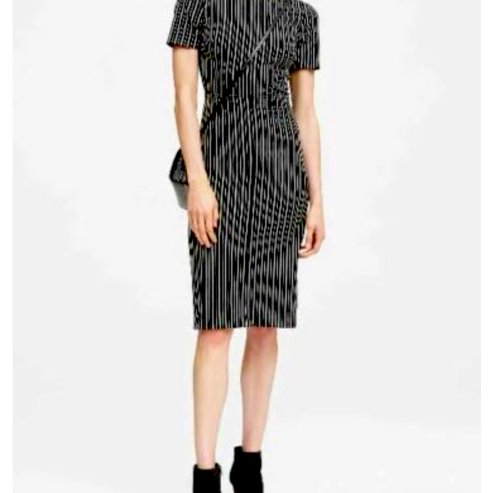 Banana Republic black striped side button bi stretch sheath dress size 10
